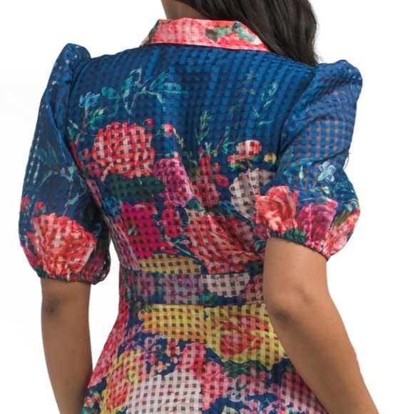 Dalia Macphee Puff Sleeve Tie Neck Floral Maxi Dress - Picture 4 of 7